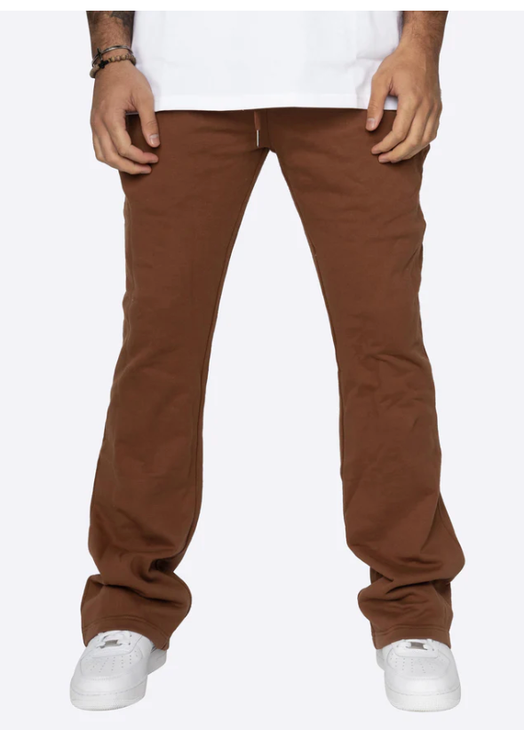 EPTM FRENCH TERRY FLARE PANTS-BROWN