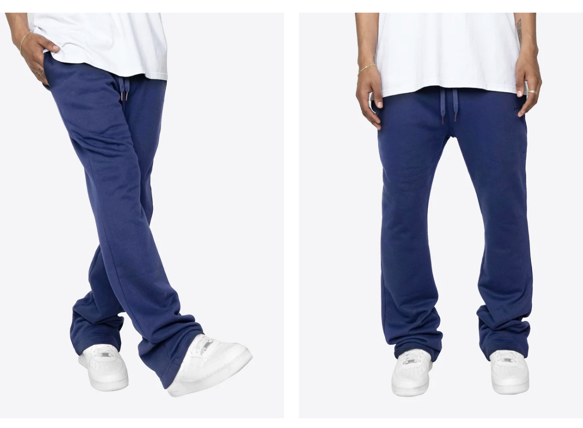 EPTM FRENCH TERRY FLARE PANTS-NAVY