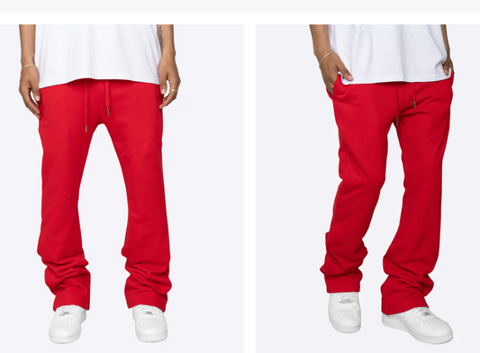 EPTM FRENCH TERRY FLARE PANTS-RED