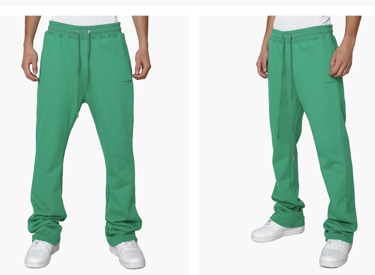 EPTM FRENCH TERRY FLARE PANTS-GREEN