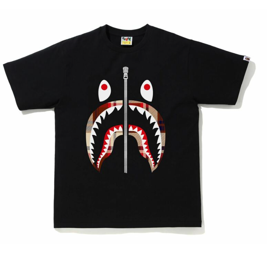 BAPE CHECK SHARK TEE Black/Red