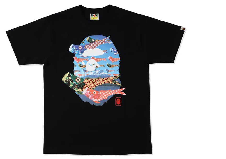 BAPE Koinobori Carp Flags Ape Head Tee Black