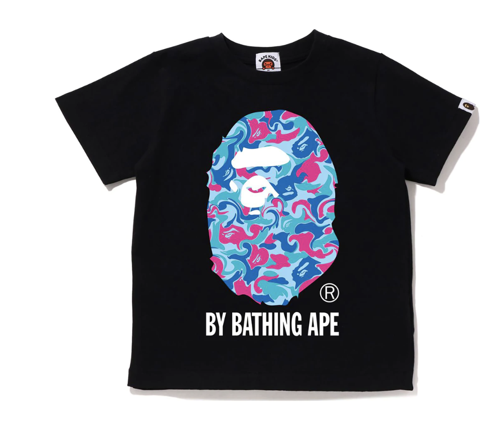 A BATHING APE MARBLE CAMO TEE BLACK