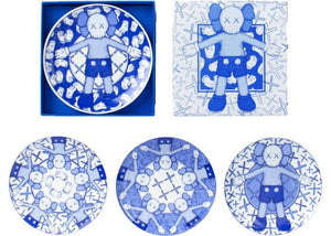 Kaws Holiday Limited Ceramic Plate (Set of 4) Blue/White