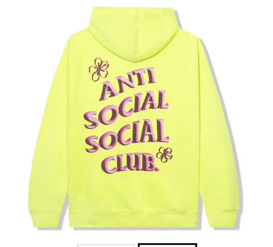 Anti Social Social Club Coral Crush Zip Up Hoodie Yellow