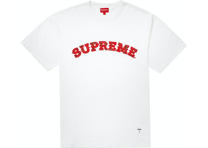 Supreme plaid applique s/s top white