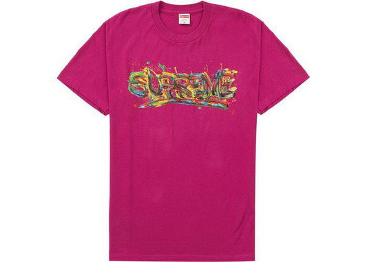 Supreme Paint Logo Tee Magenta