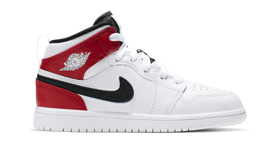 Jordan 1 Mid White Black Gym Red (PS)