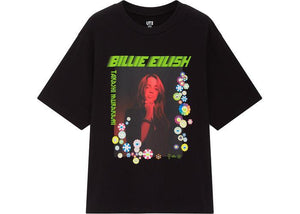 Billie Eilish Flower Photo T-Shirt (US Womens Sizing) Black