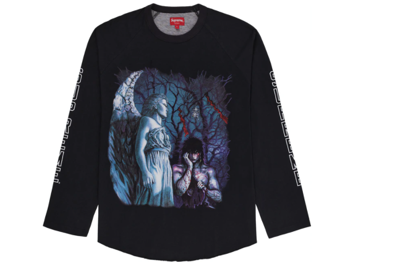 Supreme The Crow Raglan L/S Tee Black Graveyard