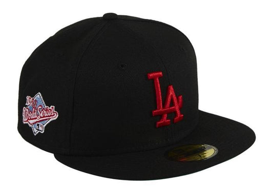 Exclusive New Era 59Fifty Los Angeles Dodgers 1988 World Series Patch Hat - Black, Red