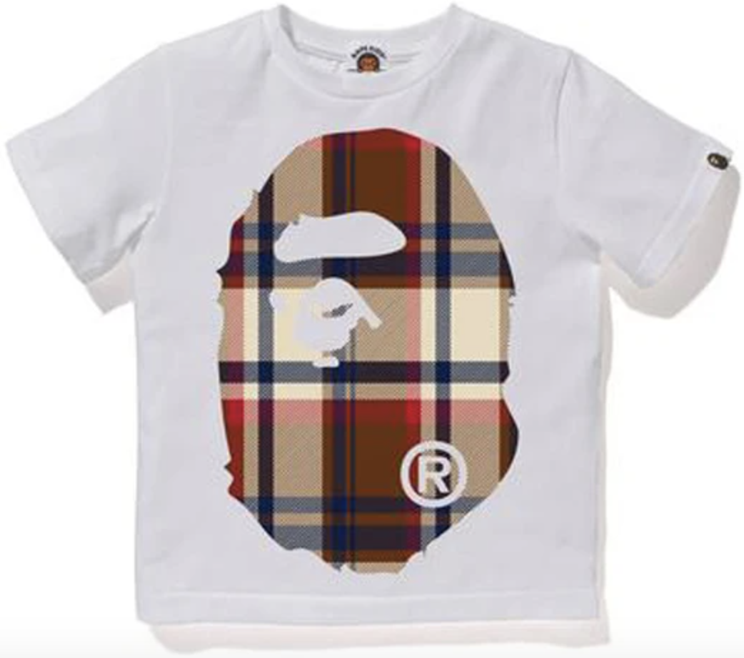 BAPE Check Big Ape Head Tee White/Red