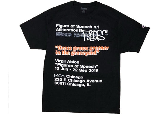 Virgil Abloh MCA Figures of Speech Grass Graveyard (Blue Text) Tee Black