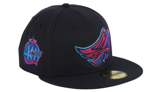New Era Los Angeles Angels Cyberpunks 40th Anniversary Patch Hat Club Exclusive 59Fifty Fitted Hat Navy With Pin