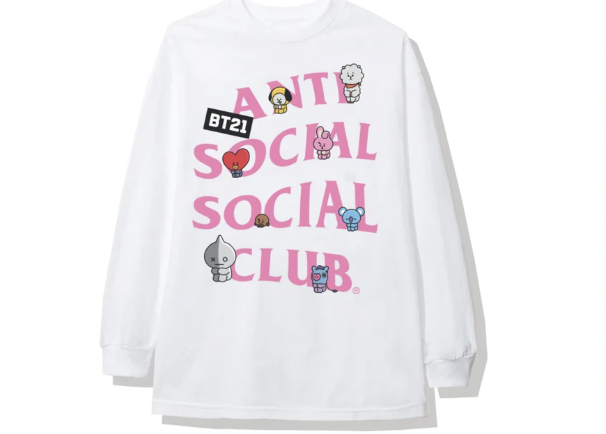 Anti Social Social Club x BT21 Back Track Long Sleeve Tee (FW19) White