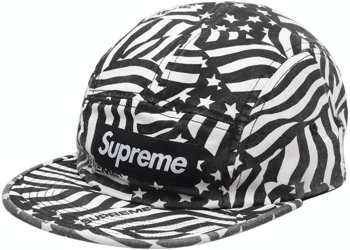 Supreme Washed Chino Twill Camp Cap (SS20) Black Flags