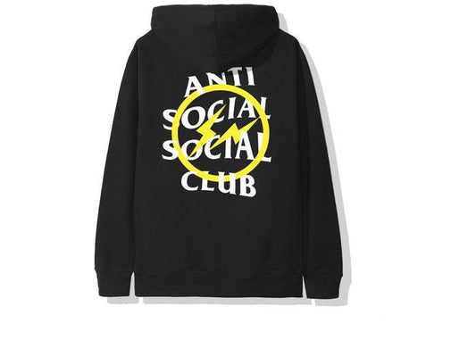 ASSC x fragment yellow bolt hoodie black