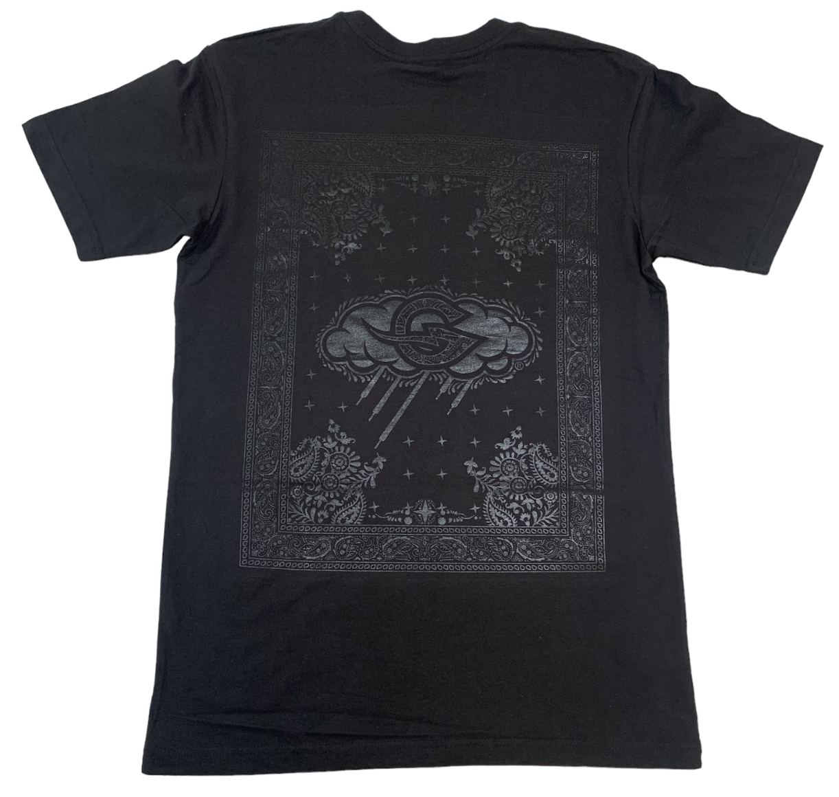 Black Grailstorm Paisley T-Shirt W/ Black Text