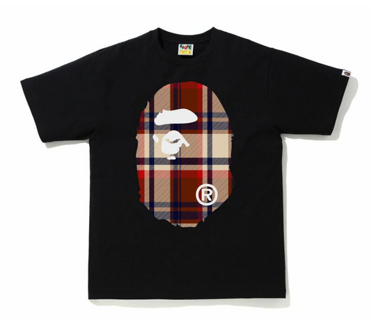 BAPE Check Big Ape Head Tee Black/Red