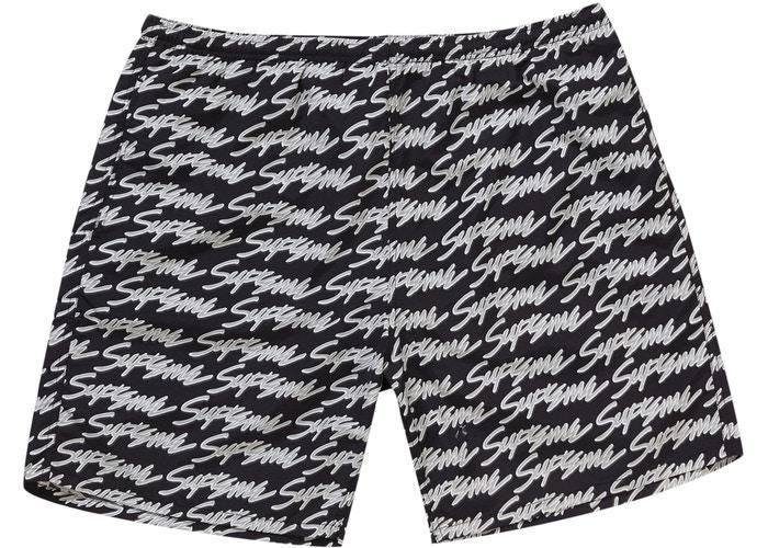 Supreme Signature Script Logo Water Short Black