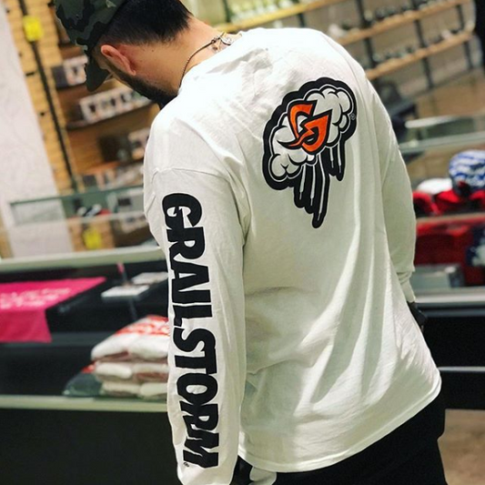 White GrailStorm X Champion Long Sleeve Tee