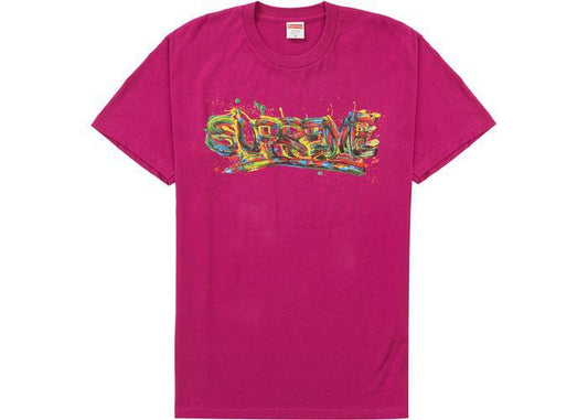 Supreme Paint Logo Tee Magenta