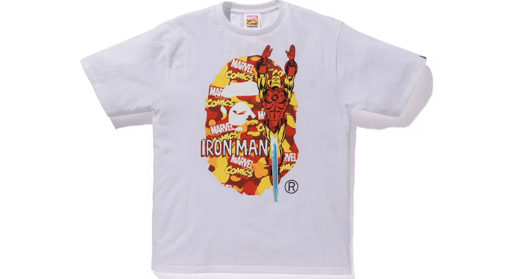 BAPE x Marvel Comics Camo Iron Man Tee White