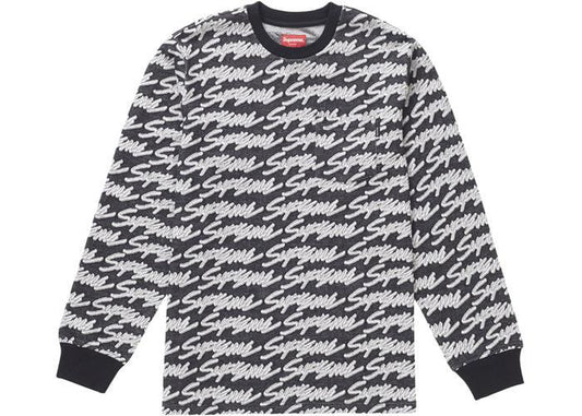 Supreme Signature Script Logo L/S Pocket Tee Black