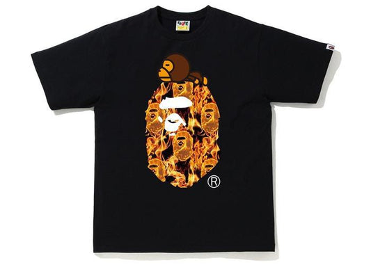 BAPE Flame Milo On Big Ape T-Shirt Black/Orange