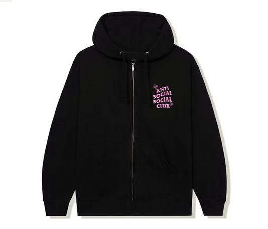 Anti Social Social Club Coral Crush Zip Up Hoodie Black