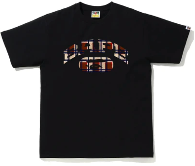 Bape Check College Logo Tee Black/Red