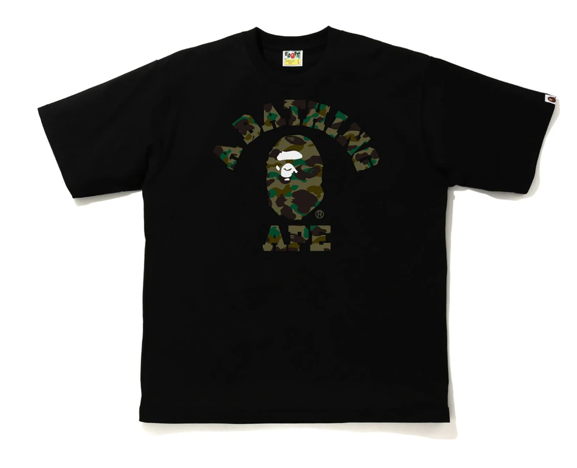 BAPE 1st Camo College Relaxe Fit Tee Black/Green