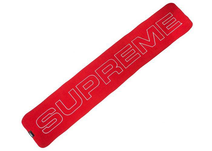 supreme polartec logo scarf red