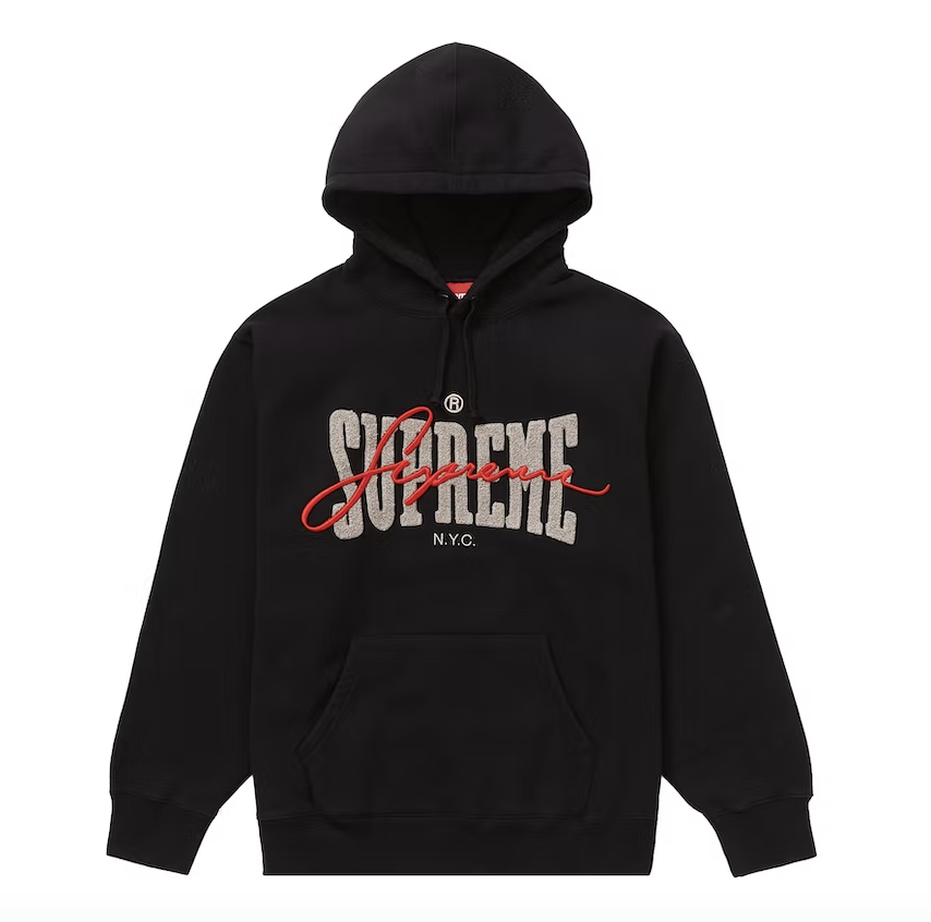 Supreme Embroidered Chenille Hooded Sweatshirt Black