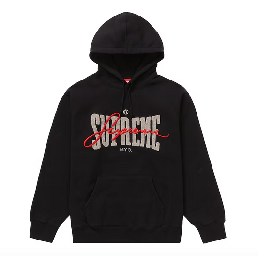 Supreme Embroidered Chenille Hooded Sweatshirt Black