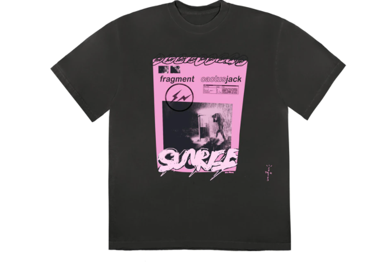 Travis Scott Cactus Jack For Fragment Pink Sunrise T-shirt Washed Black