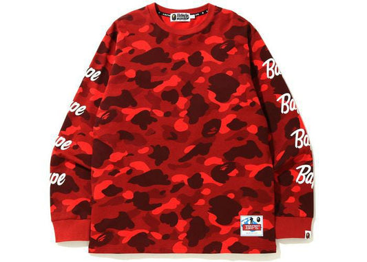 BAPE Color Camo Sleeve Logo L/S Tee Red