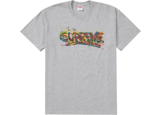 Supreme Paint Logo Tee Heather Grey