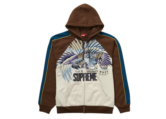 Supreme Falcon Raglan Zip Up Hooded Sweatshirt Natural