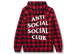 Anti Social Social Club Crossed Out Hoodie Checkered Red