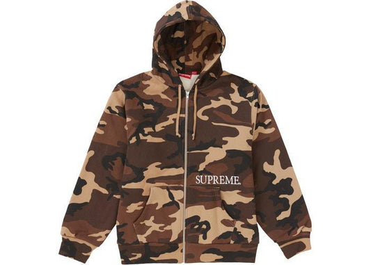 Supreme Thermal Zip Up Hooded Sweatshirt Brown Camo