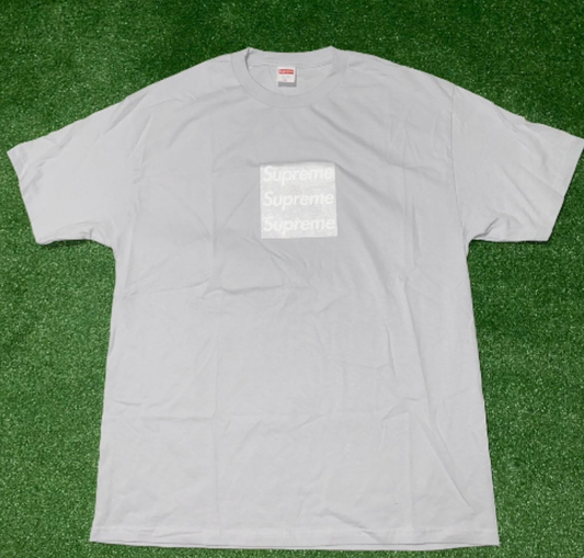 Asspizza x Supreme bootleg triple box logo tee silver