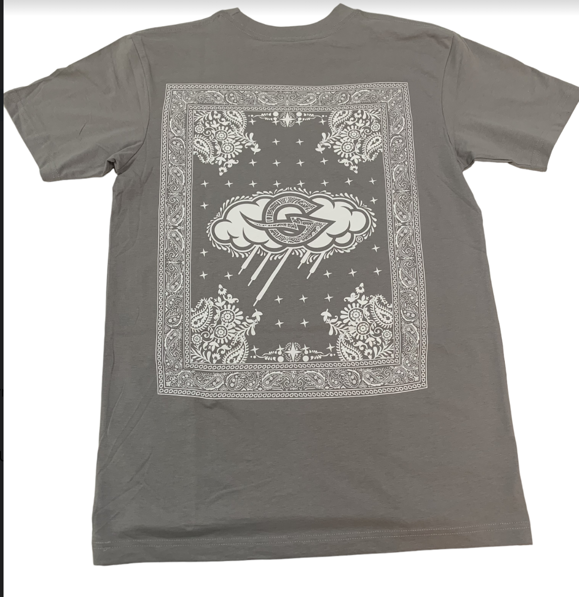 Grey Grailstorm Paisley T-Shirt W White Text