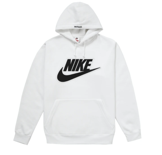 Supreme Nike Leather Applique Hooded Sweatshirt White