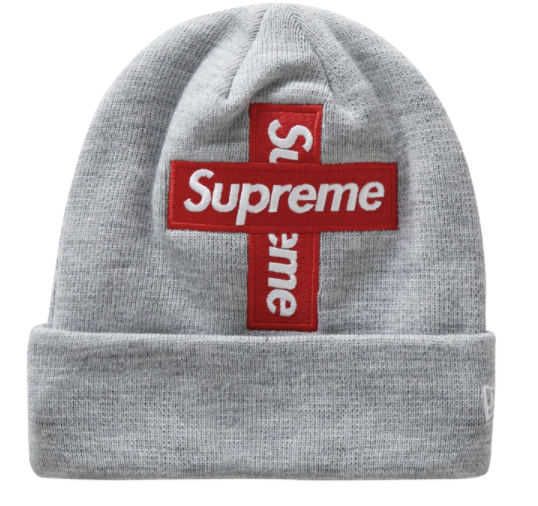 Supreme New Era Cross Box Logo Beanie Heather Grey