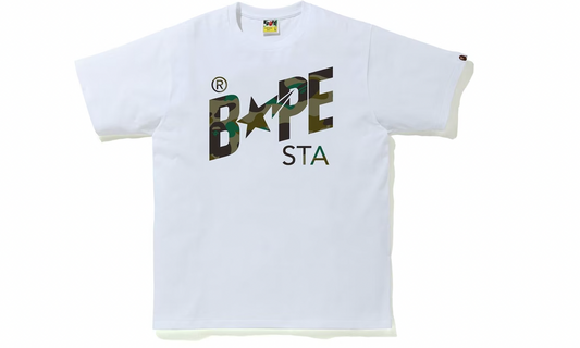 BAPE 1st Camo Bapesta Logo Tee White/Green