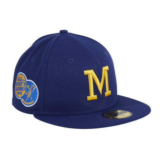 Hat Club Exclusive New Era 59Fifty Milwaukee Brewers 1975 All Star Game Patch Royal, Gold