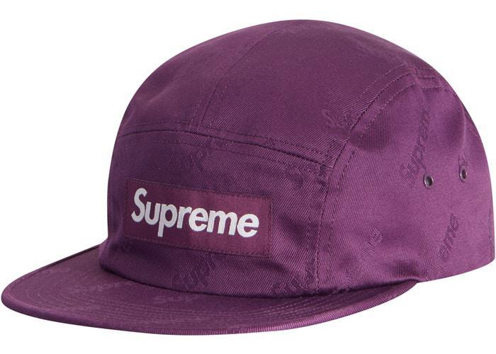 Supreme Jacquard Logos Twill Camp Cap Purple