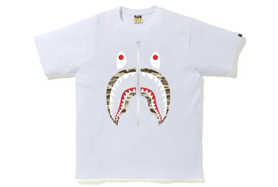 BAPE Desert Camo Shark Tee White/Beige