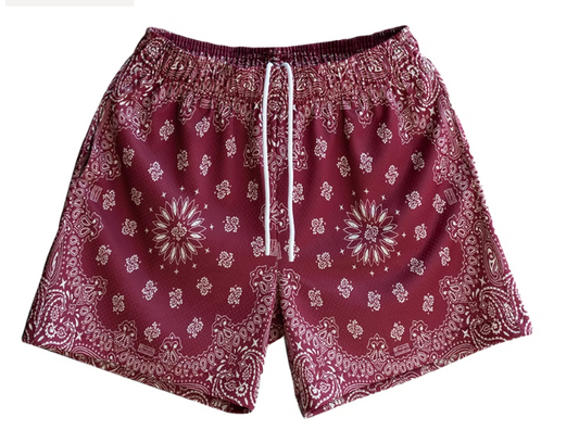 Bravest Studios Paisley Shorts Burgundy